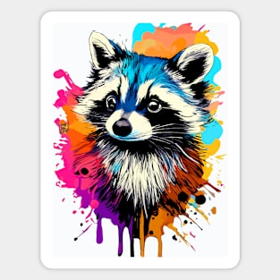 Raccoon Colourful - Cute Trash Panda Waschbär Magnet